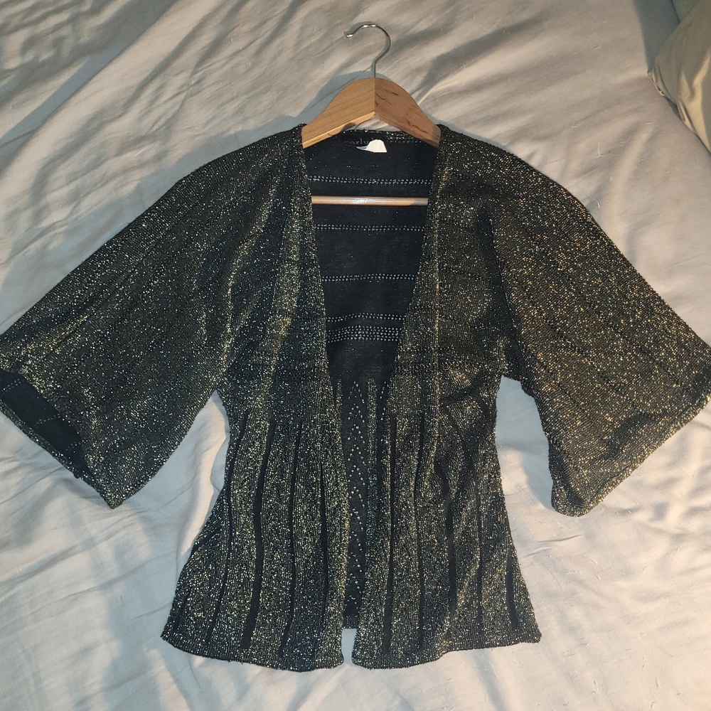 Sparkling Black and Gold Kimono Cardigan